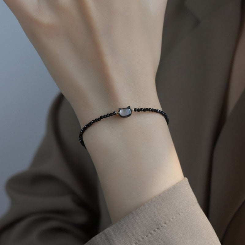 Crystal Beaded Cat Bracelet