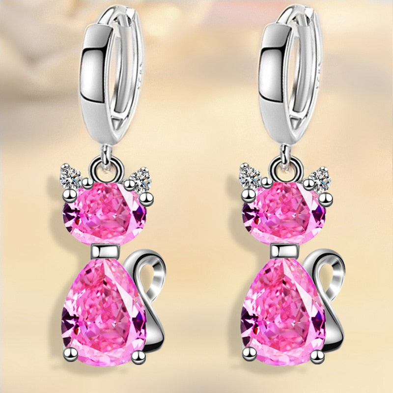 Crystal Cat Earrings