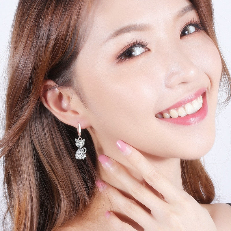 Crystal Cat Earrings
