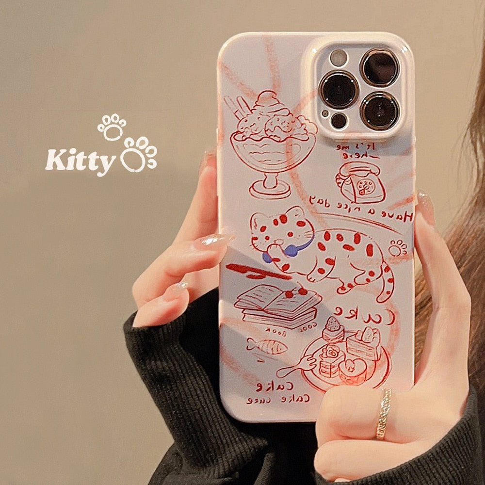 Cute Aesthetic iPhone Cat Phone Case