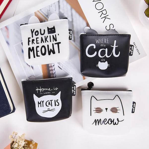 Cute Black & White Cat Wallet