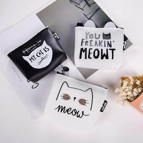 Cute Black & White Cat Wallet