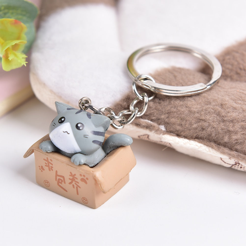 Cute Box Cat Keychain