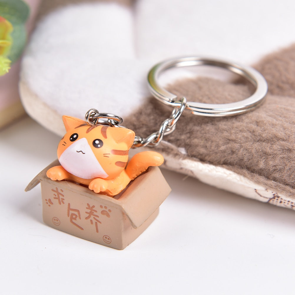 Cute Box Cat Keychain