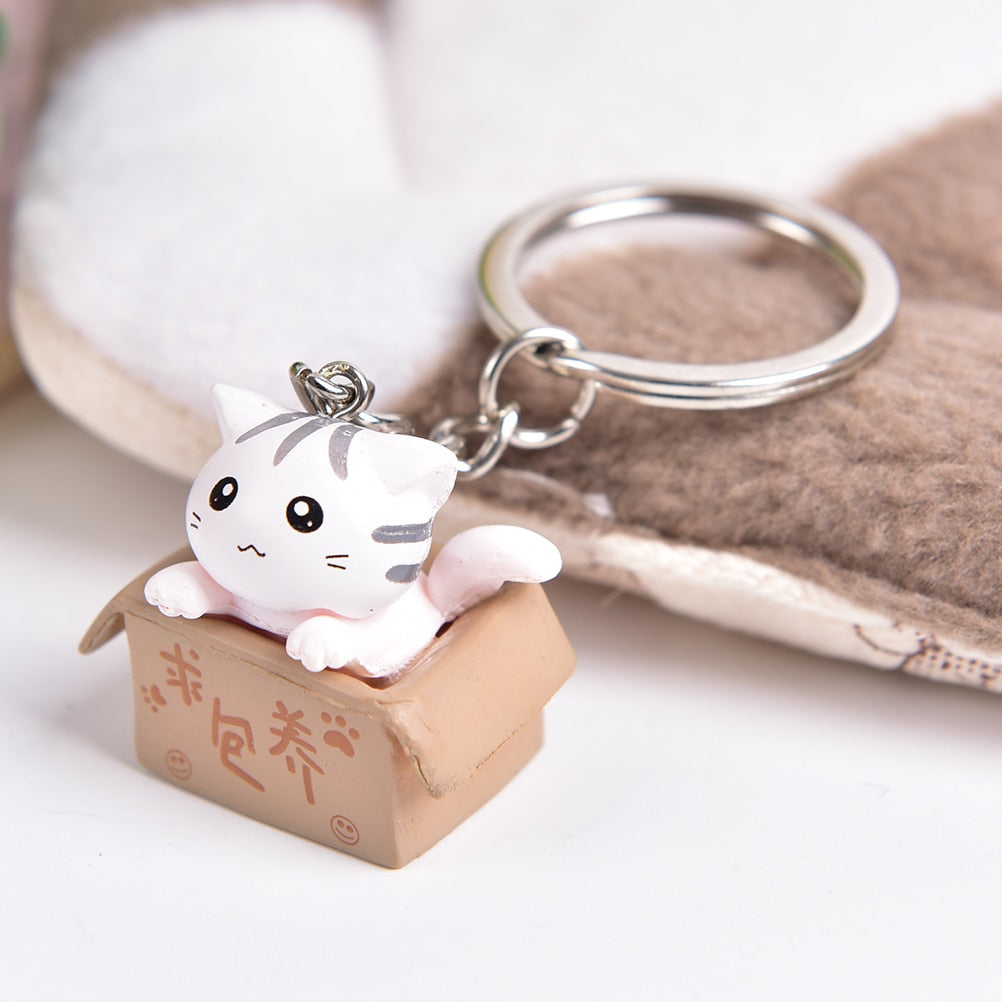 Cute Box Cat Keychain