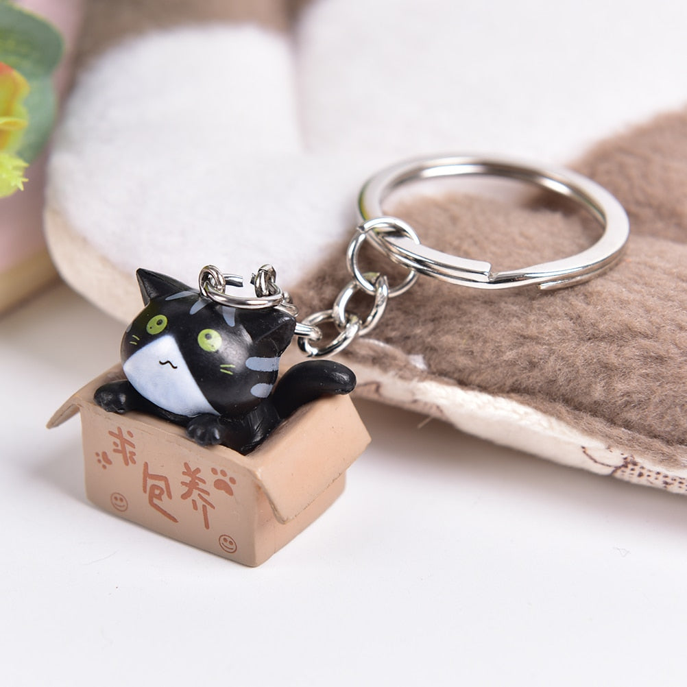 Cute Box Cat Keychain