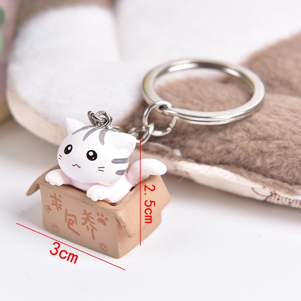 Cute Box Cat Keychain