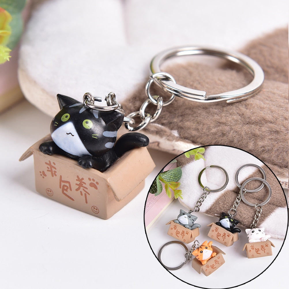 Cute Box Cat Keychain