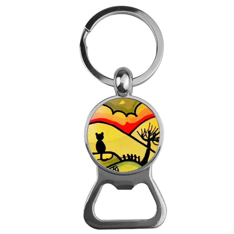 Cute Cat Bottle Opener Keychain