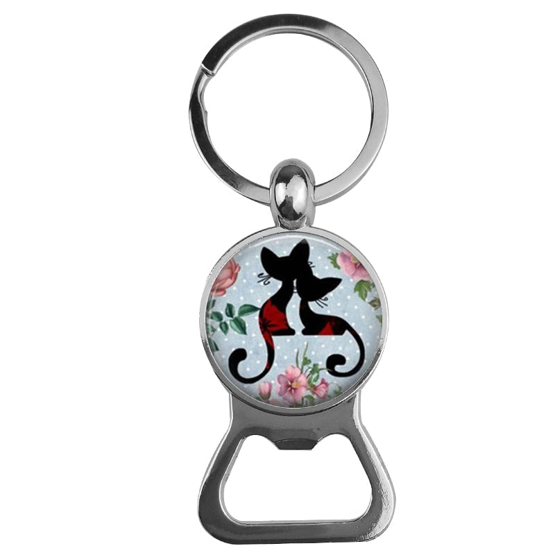 Cute Cat Bottle Opener Keychain