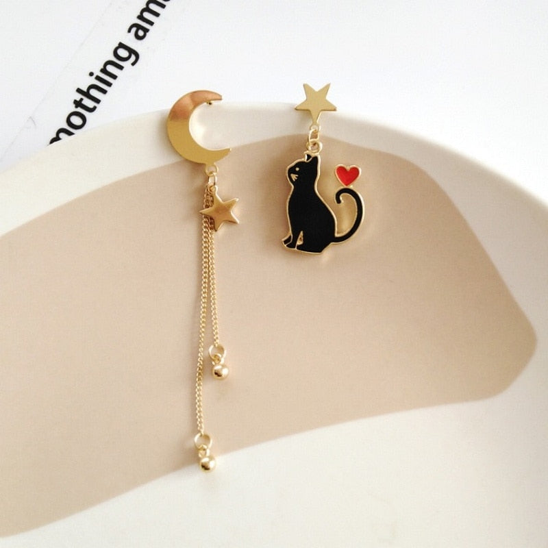 Cute Cat Earrings Gold