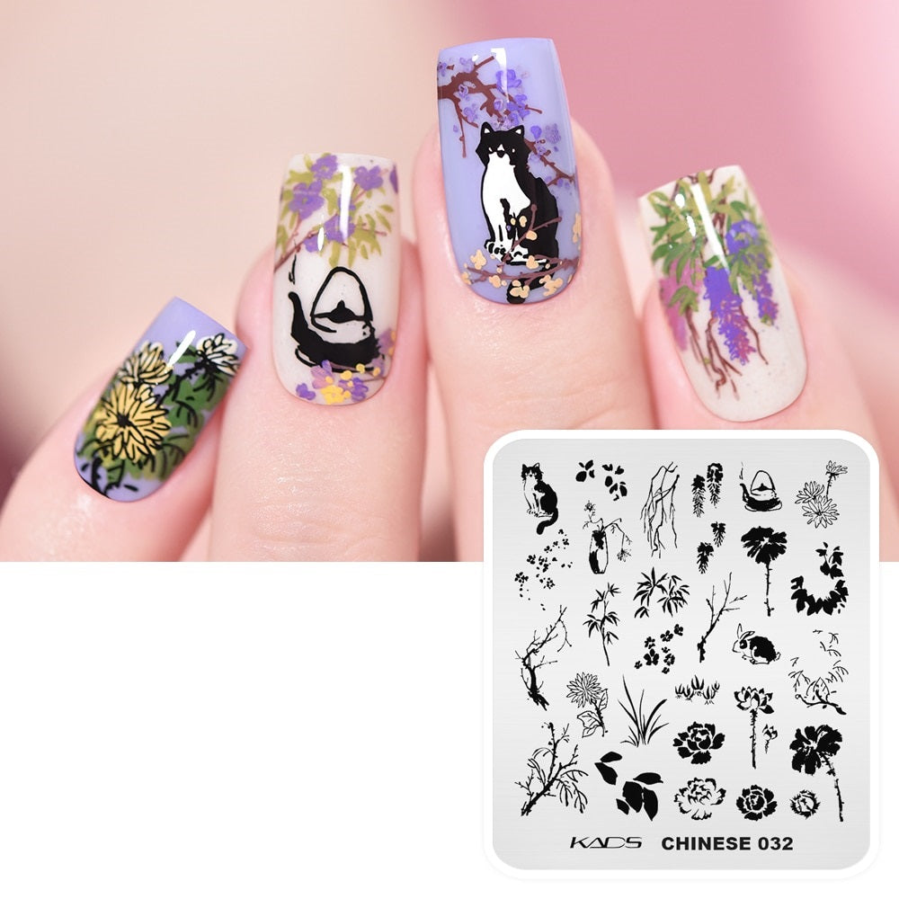 Cute Cat Stamping Nail Art