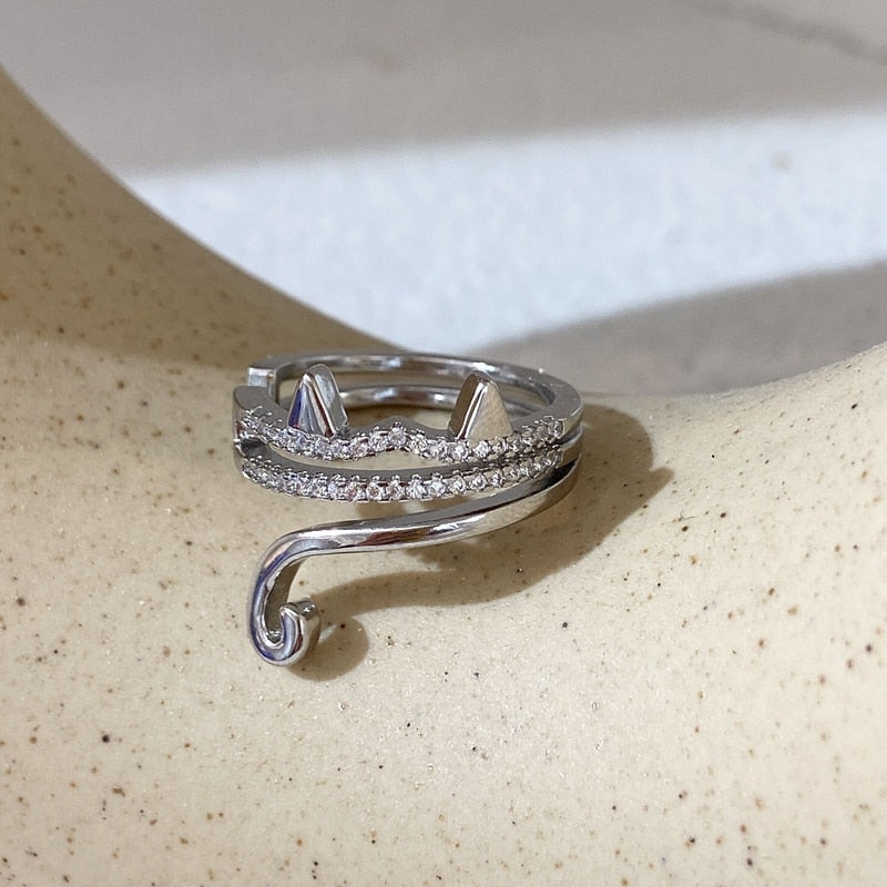 Cute Diamond Cat Ring