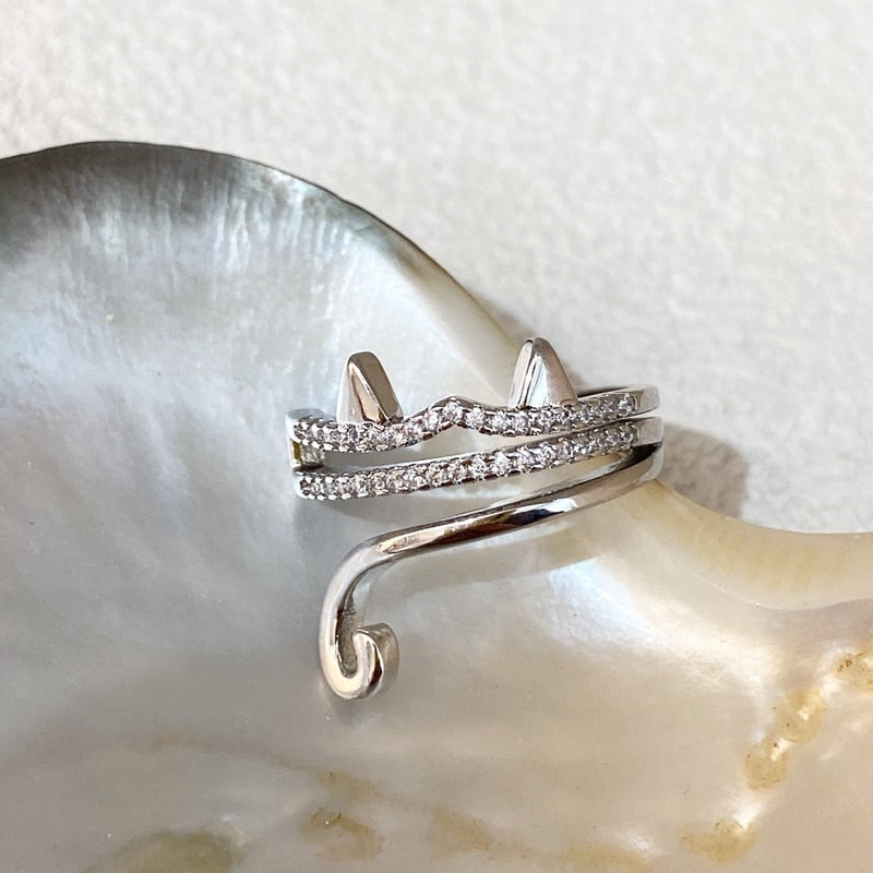 Cute Diamond Cat Ring