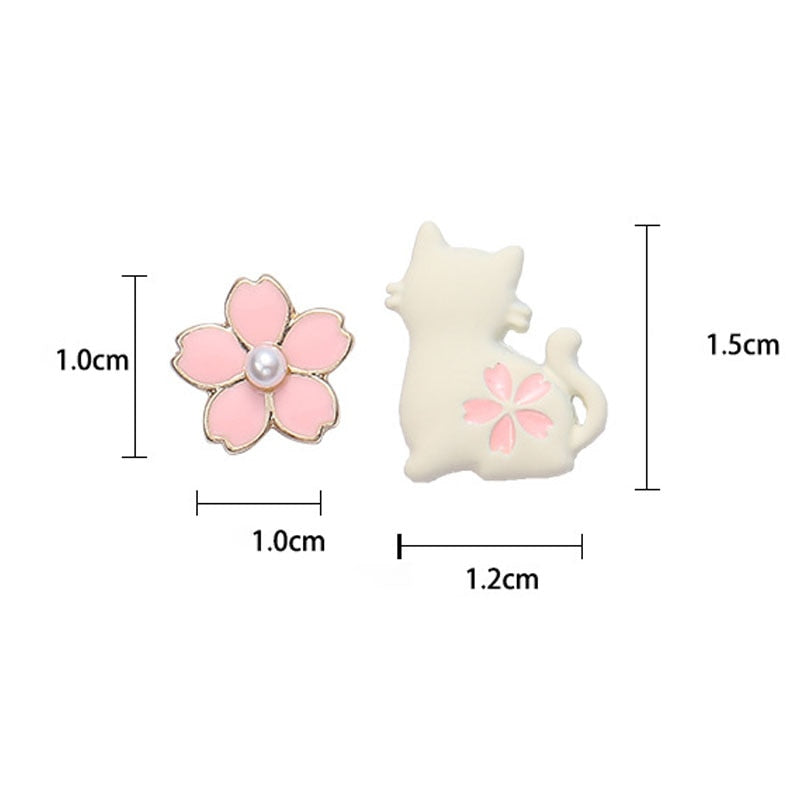Cute Sakura Cat Earrings