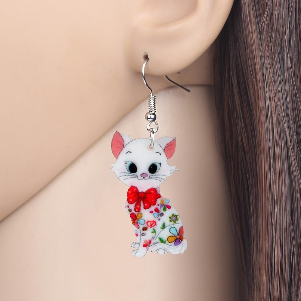 Dangle Drop Cat Earrings