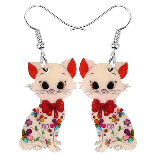 Dangle Drop Cat Earrings
