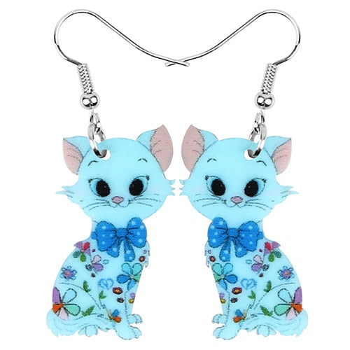 Dangle Drop Cat Earrings