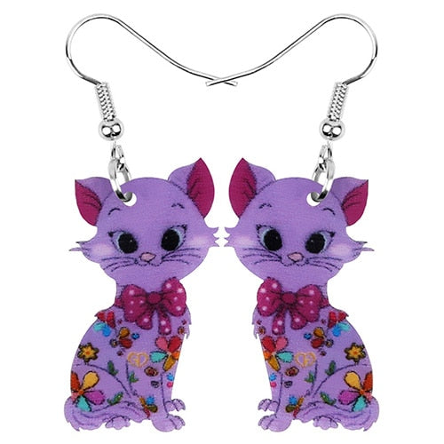 Dangle Drop Cat Earrings