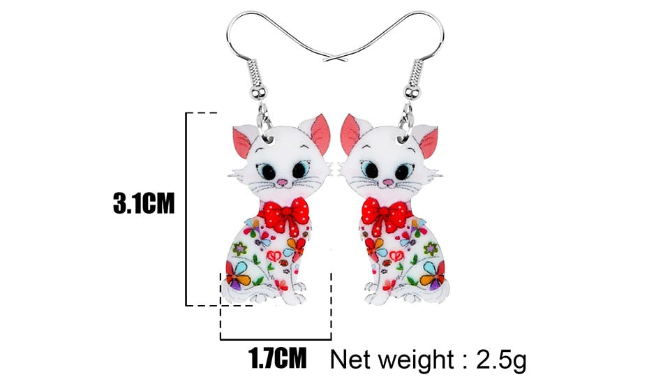 Dangle Drop Cat Earrings