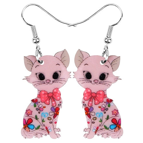Dangle Drop Cat Earrings
