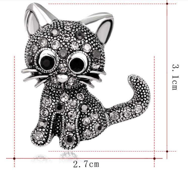 Diamond cat Brooch