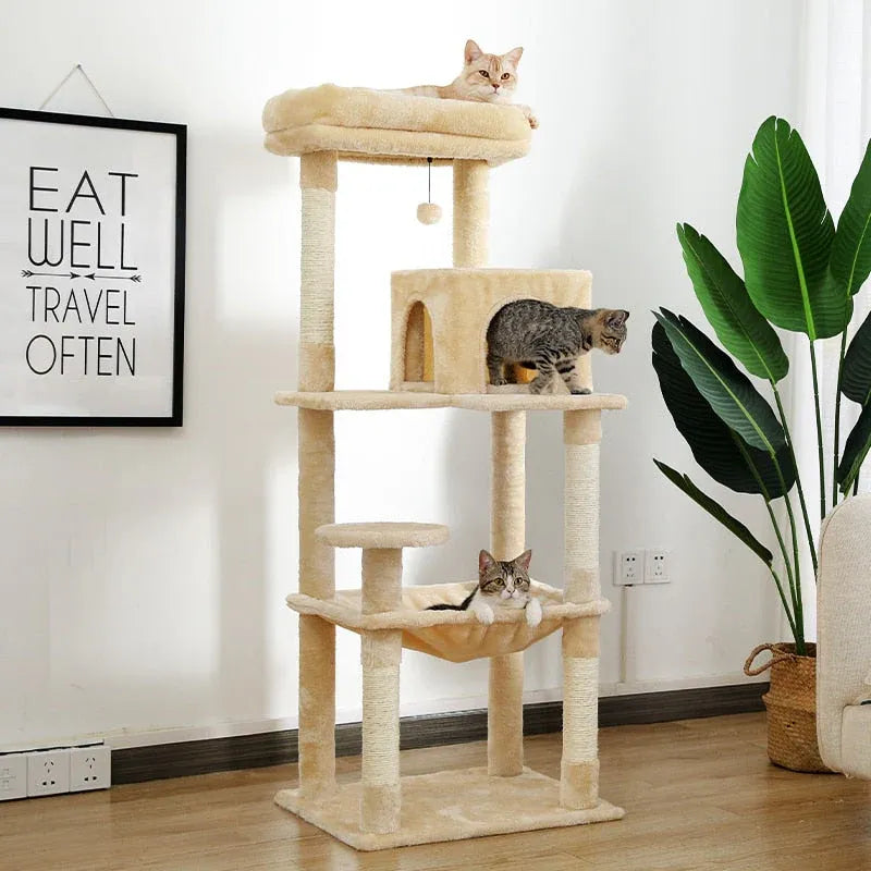 ElegantCat™ – Albero tiragraffi beige elegante per gatti in salotto