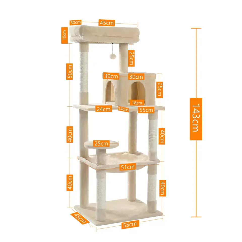 ElegantCat™ – Dimensioni complete albero tiragraffi multi-livello per gatti