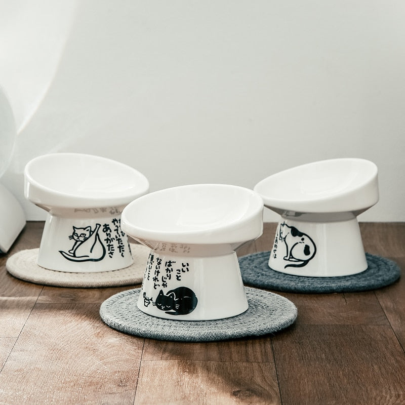 Elevated Ceramic Cat Bowl
