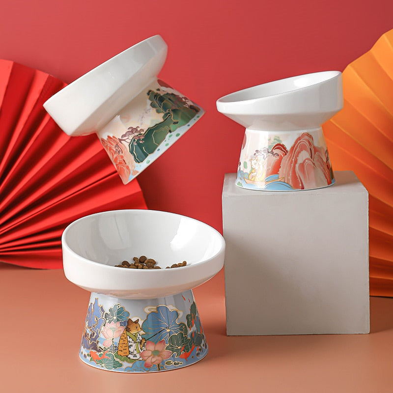 Elevated Ceramic Cat Bowl
