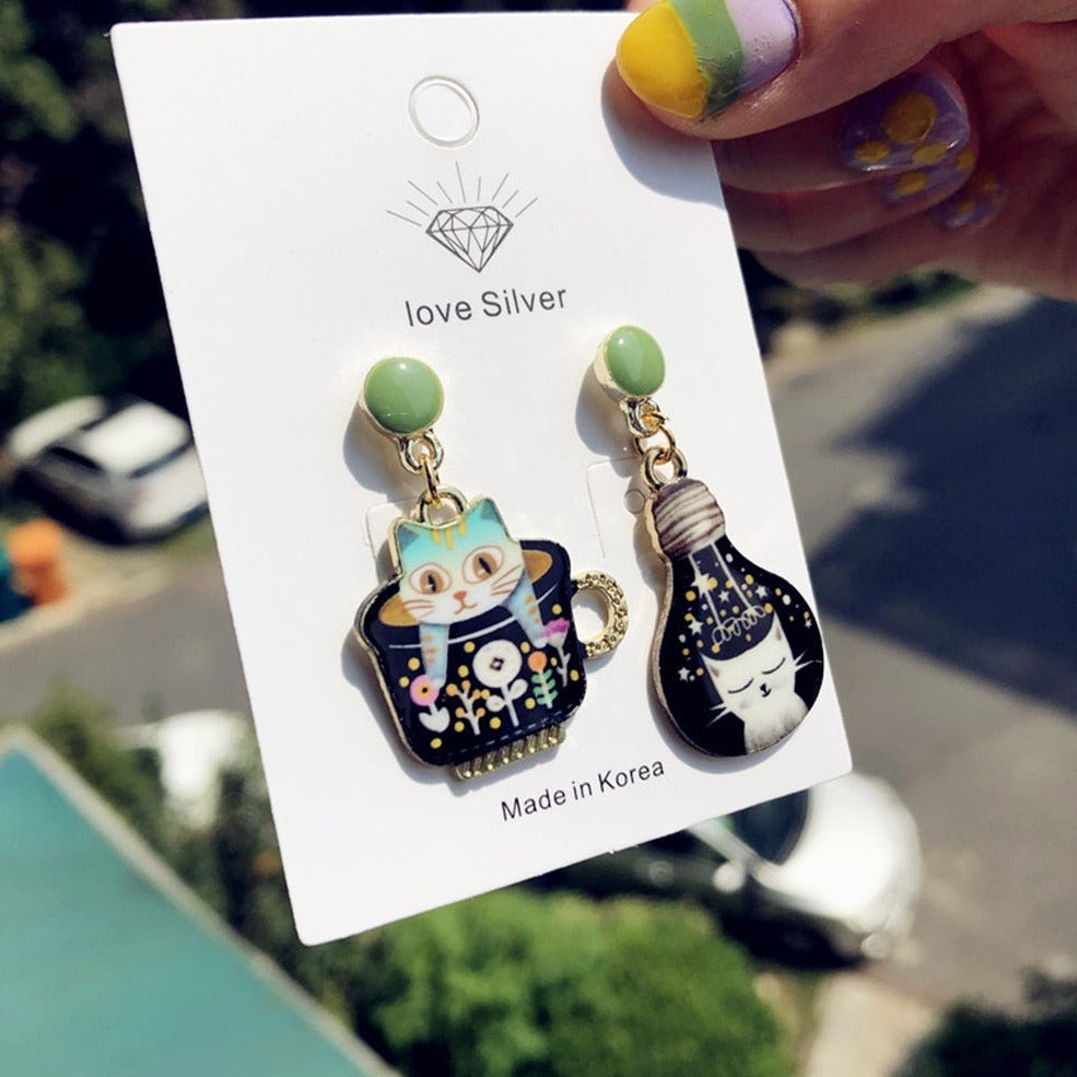 Enamel Cat Earrings