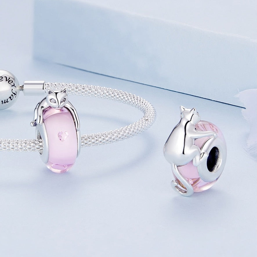 Glass Beads Cat Charm