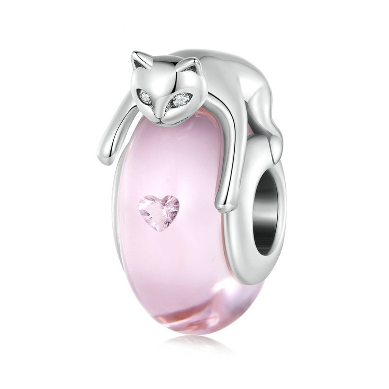 Glass Beads Cat Charm