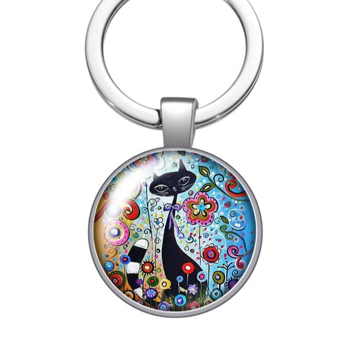 Glass Cat Keychain