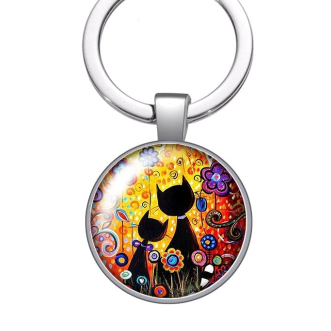 Glass Cat Keychain