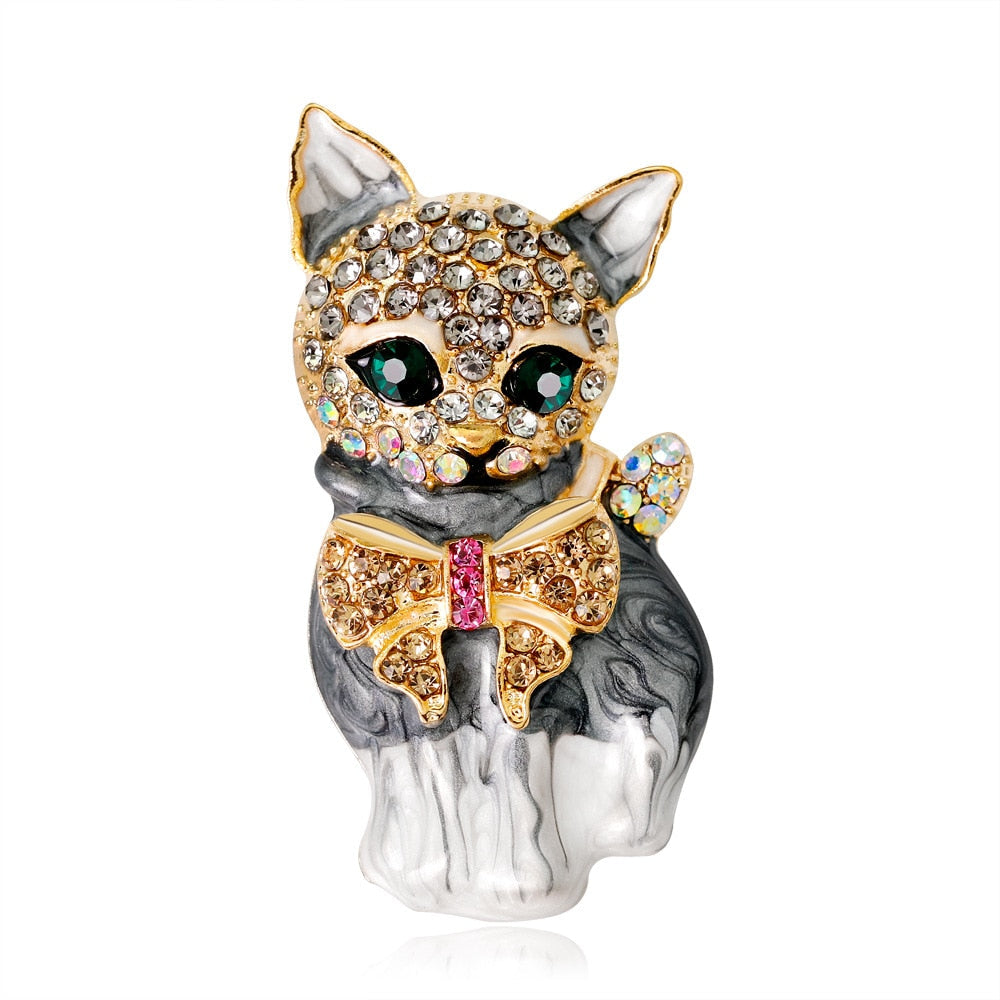 Gold cat brooch