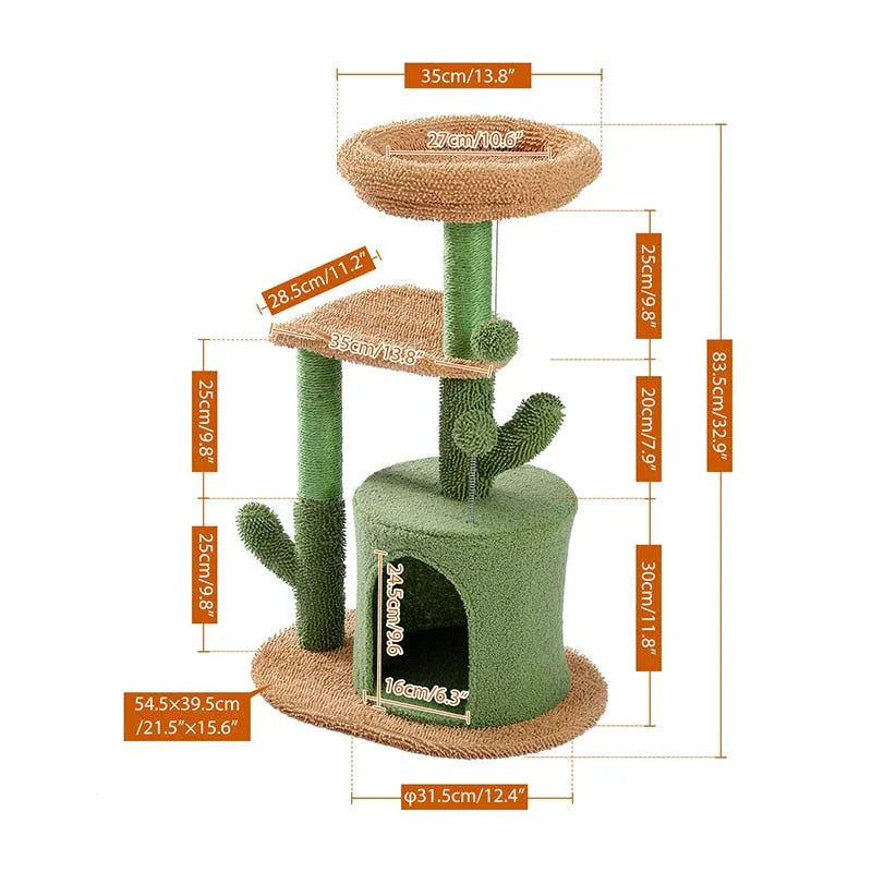 Albero tiragraffi GreenNest multi-livello con misure 83 cm e piattaforme spaziose