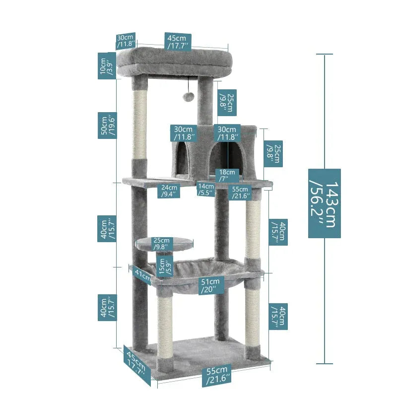 GrigioCat™ – Cuccia spaziosa e ripiani comodi per gatti di tutte le taglie