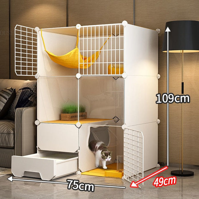 Indoor Cat Cage with Litter Box