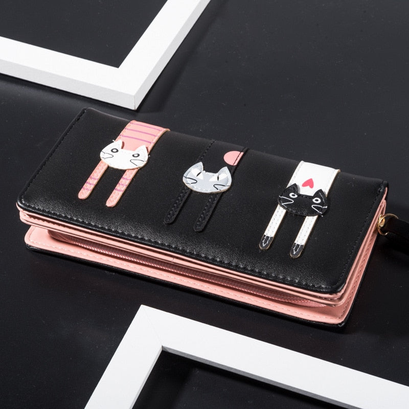 Long Leather Cat Purse