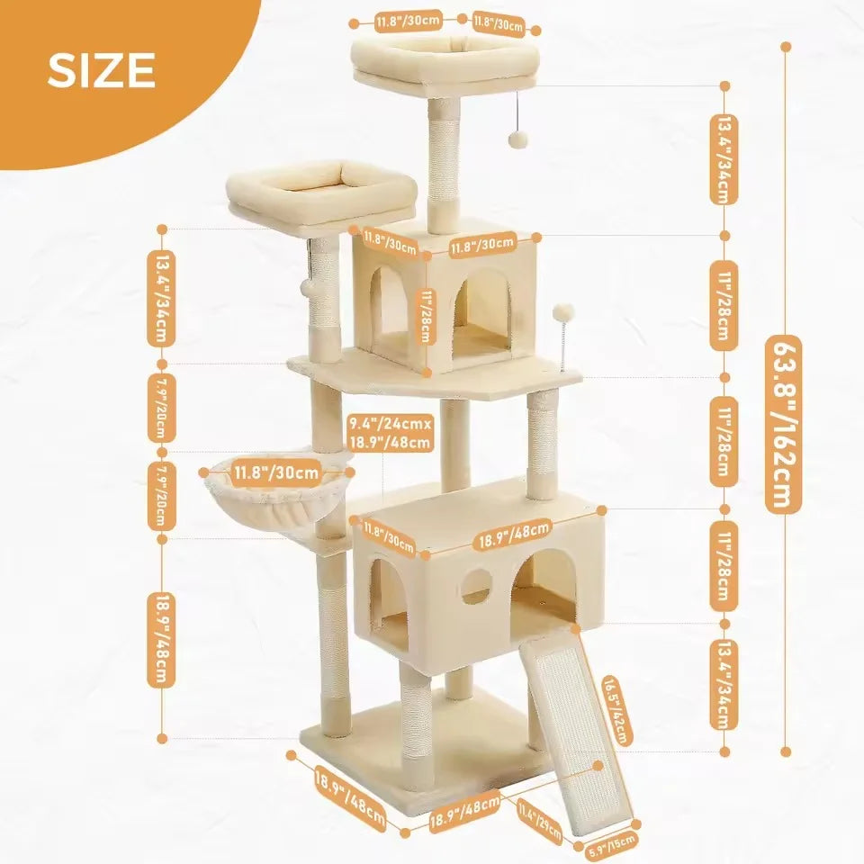 MaxiClimb albero tiragraffi per più gatti con cuccette e amaca