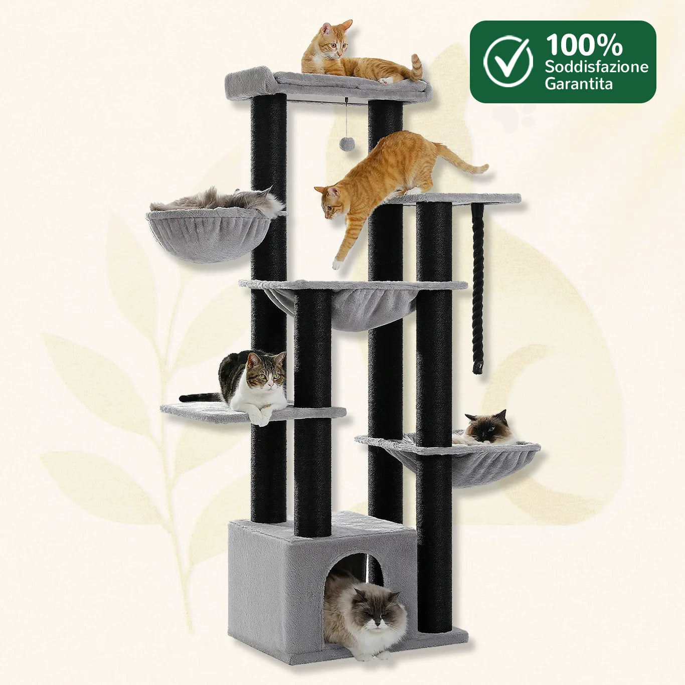 MegaPaws™ albero tiragraffi XXL 170 cm certificato Made in EU per gatti grandi