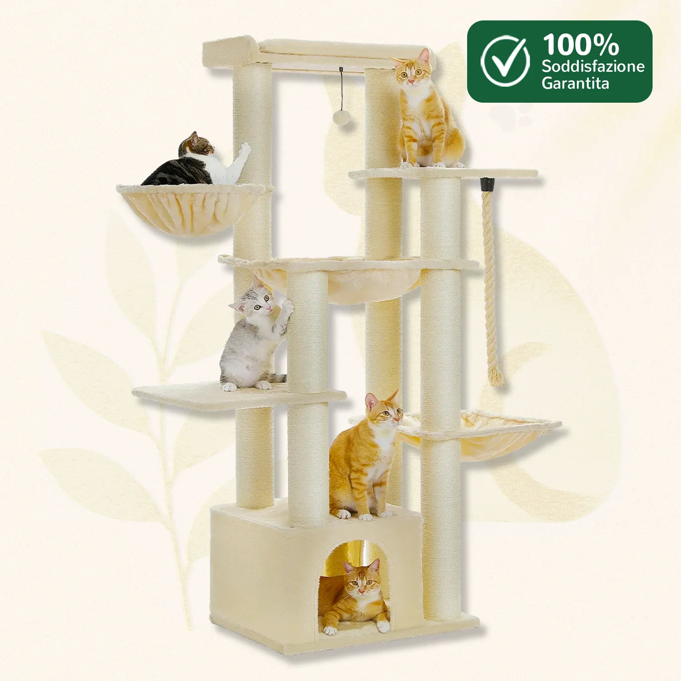 Albero tiragraffi XXL 170 cm MegaPaws in colore beige per gatti