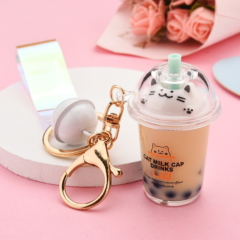 Milktea Cat Keychain