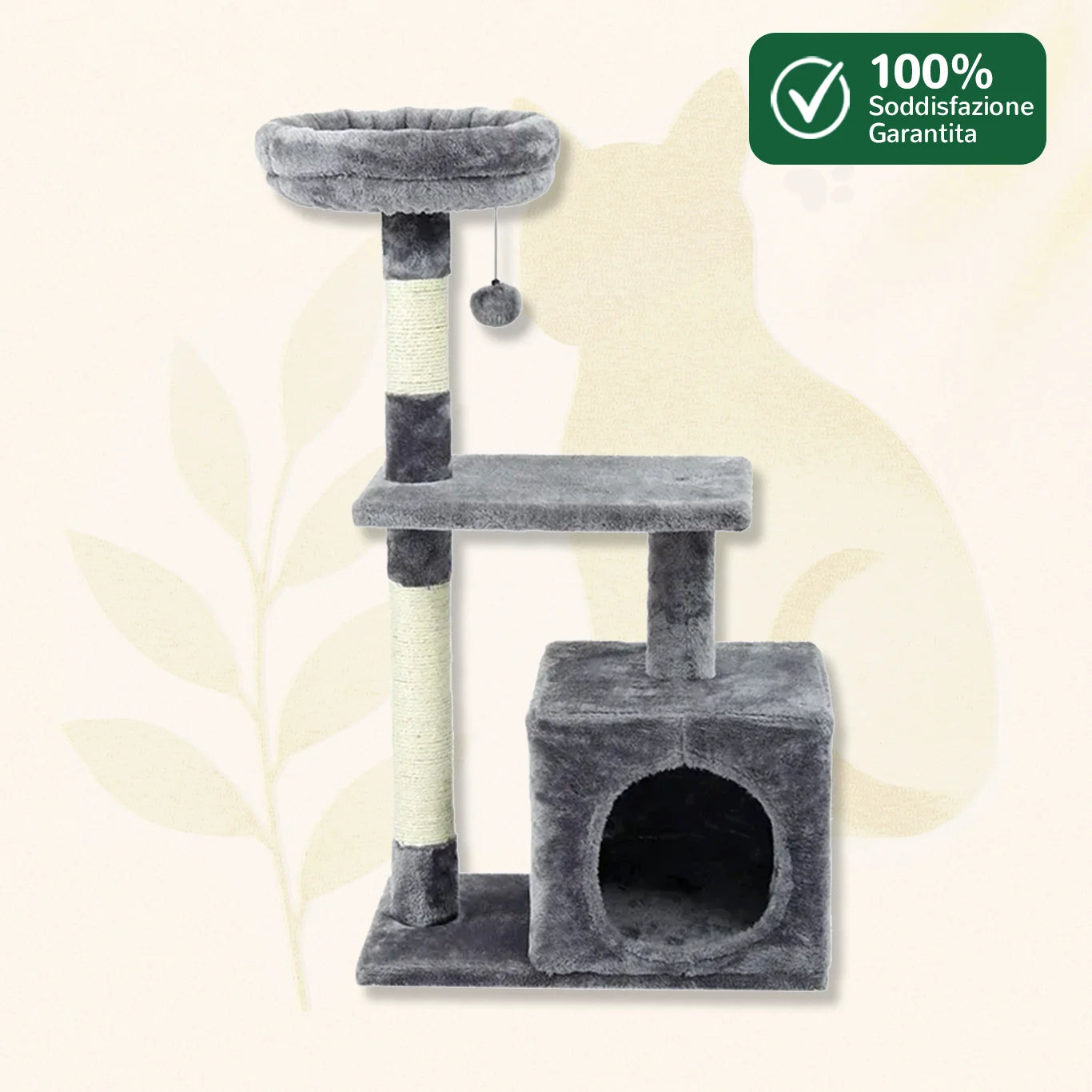 MiniClimb albero per gatti compatto grigio con garanzia soddisfazione 100%