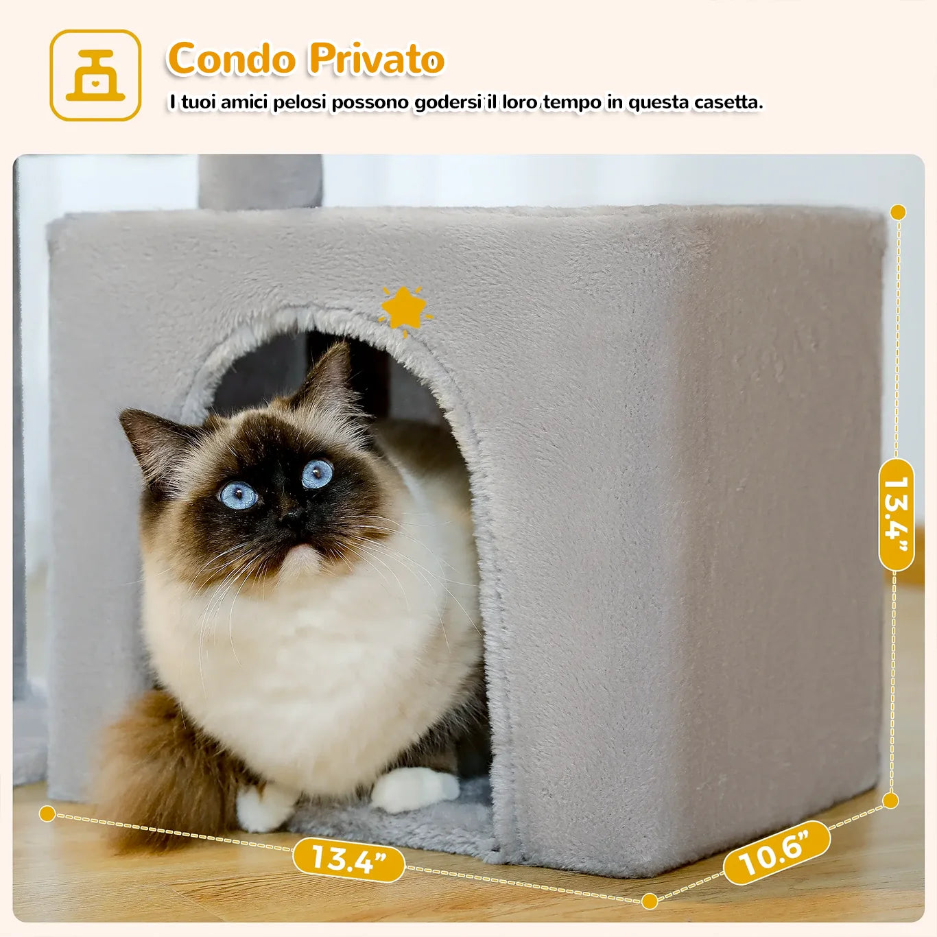 MiniPaws™ albero tiragraffi con casetta privata per gatti piccoli
