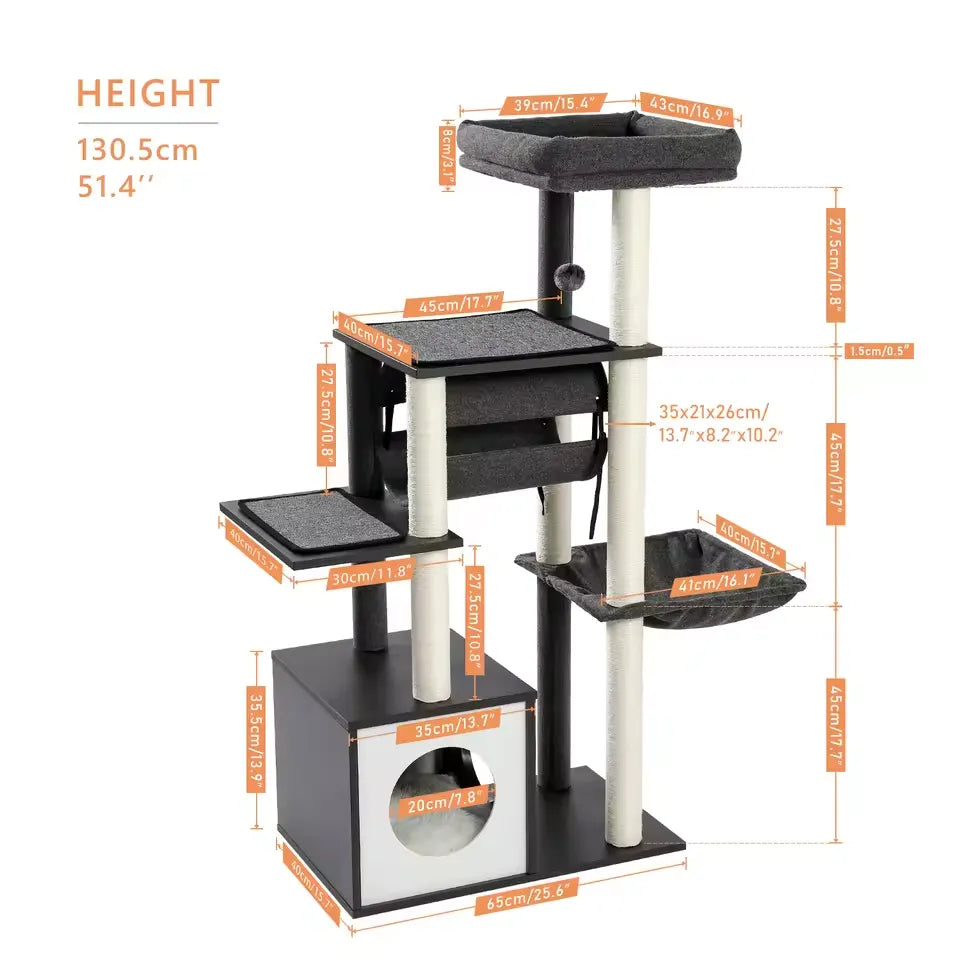 Dimensioni albero tiragraffi ModernCat multi-livello per gatti grandi e piccoli