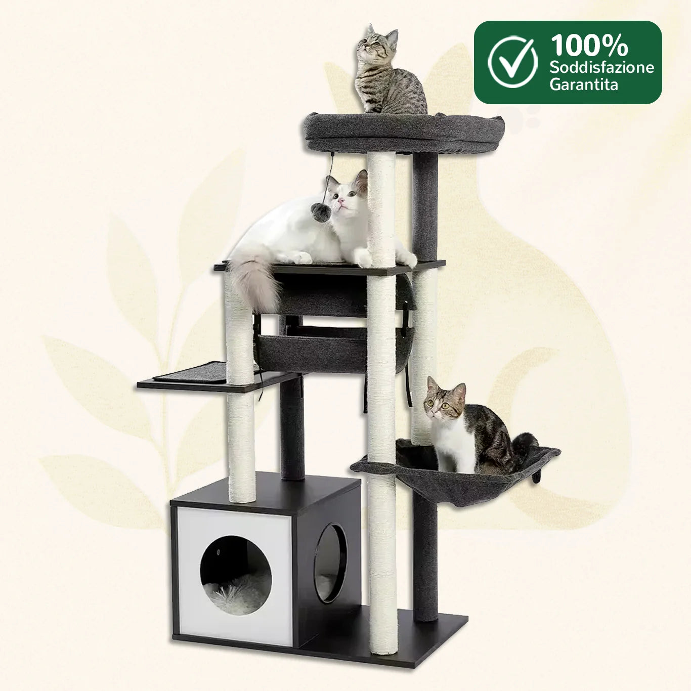 ModernCat albero tiragraffi robusto con più gatti e garanzia soddisfazione