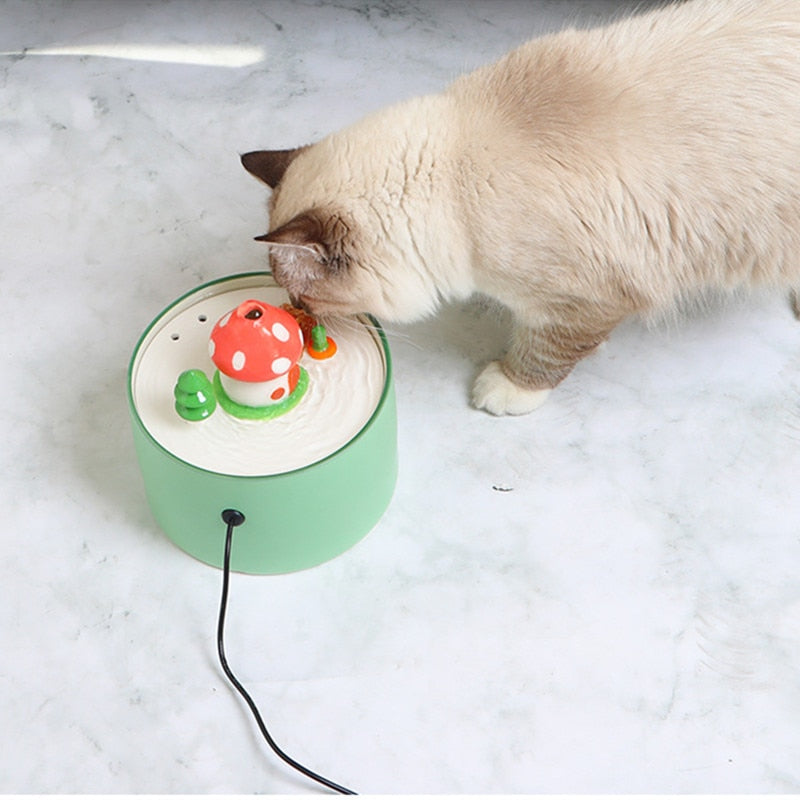 Mushroom Cat Water Fountain