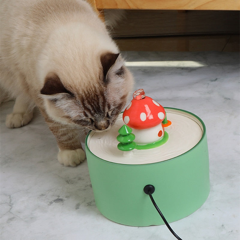 Mushroom Cat Water Fountain